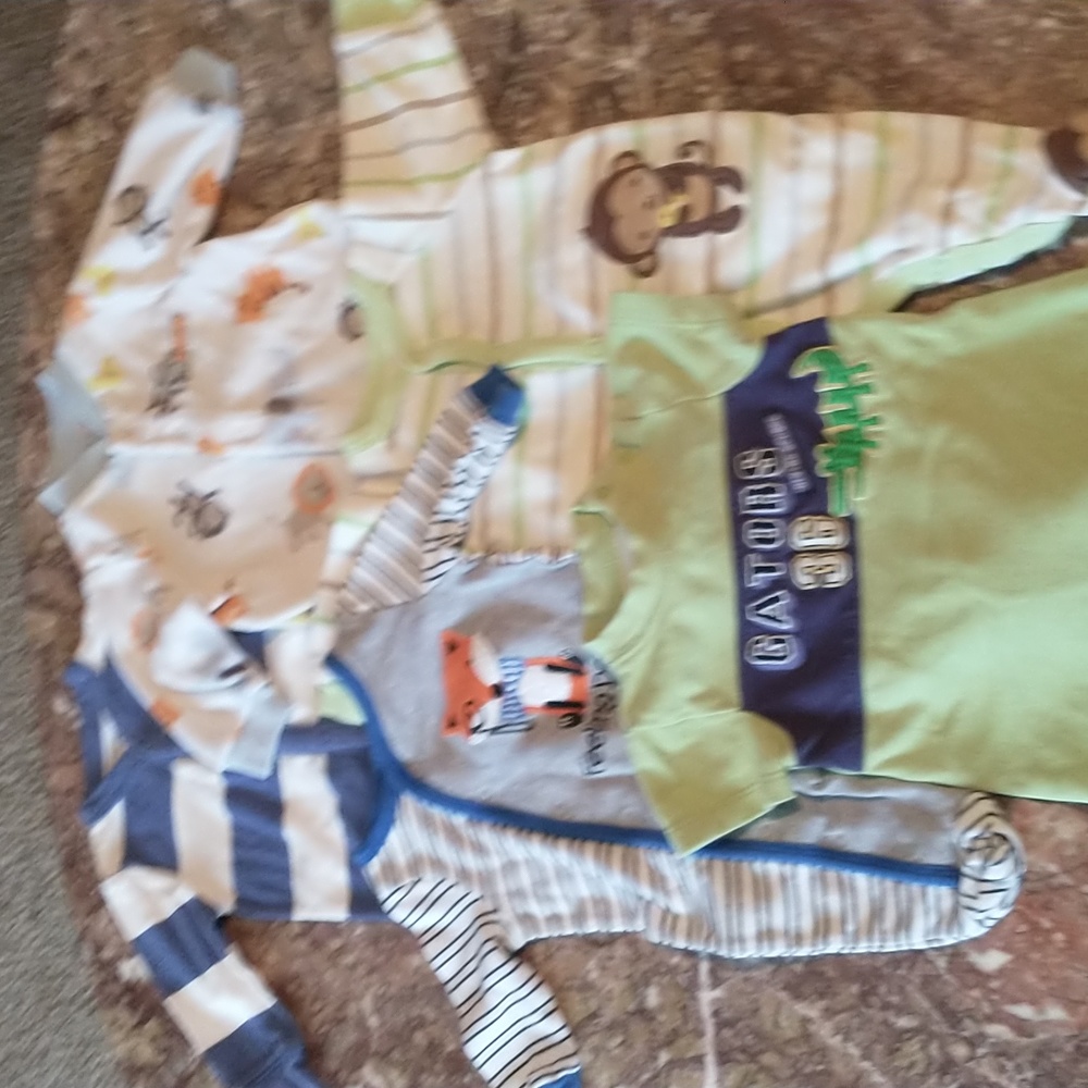 Boys 3 mos. One piece pajamas lot of 5